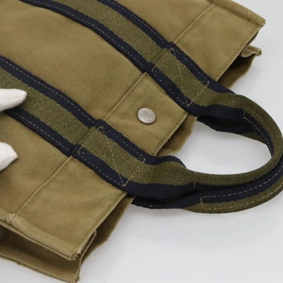 HERMES Fourre Tout PM Hand Bag Canvas Green Gray Auth - Picture 7 of 16